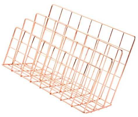 SHOWERORO Metal Book Holder Mit Fächern Robuster Büro Organizer Aus Metall Für Bücher Dokumente Und Akten Eleganter Schreibtisch Organizer Roségold Für Zuhause Und Büro