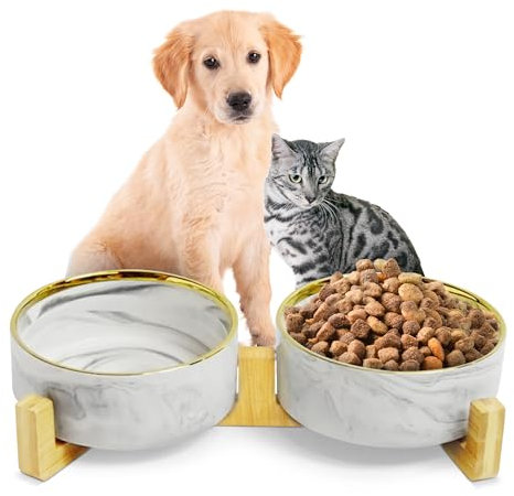 Shoppeo Comedero Perro Elevado Ceramica | 2X 400ml | Comedero Gato | Bebedero Perro | Comedero Gato Elevado | Comederos para Perros | Cuenco Perro | Platos para Gatos | Accesorios para Gatos