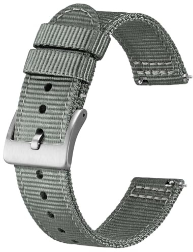 BISONSTRAP Nylon Armband für Herren, Zweiteilige Militär Uhrenarmband, Schnellverschluss, Gebürstete Schnalle, Bandbreite 18mm 19mm 20mm 22mm