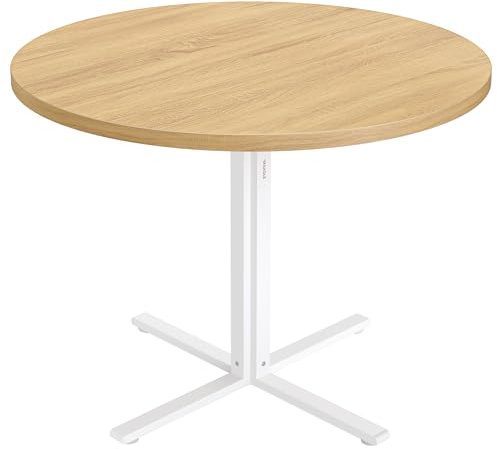 VASAGLE Tavolo da Pranzo Rotondo, Tavolino da Cucina per 4 Persone, Stile Rustico, Piano Resistente all'Acqua, diam. 80 cm, Altezza 74,8 cm, Sala da Pranzo, Soggiorno, Rovere Dorato KDT082Y02