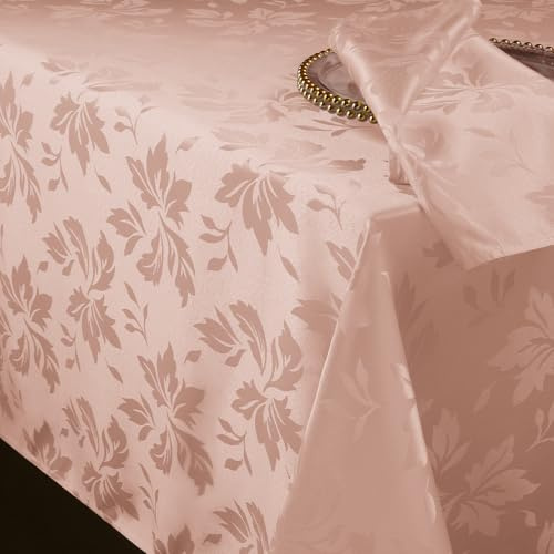 Romanstile kleine Tischdecke Mitteldecke 80x80 cm abwaschbar Rosa Frühling Blumen Damast quadratisch wasserabweisend Tischtuch Tischwäsche für Ostern,Spring,Outdoor,Garten,Balkon,Sommer