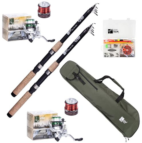 Zite Fishing Allround Angelset | 2,70m Teleskopruten-Set mit Rollen Bespult | Inkl. Zubehör-Box & Rutentasche | Vielseitig für Anfänger & Profis | Für Aal, Karpfen, Zander & mehr | Grundangeln & Posen