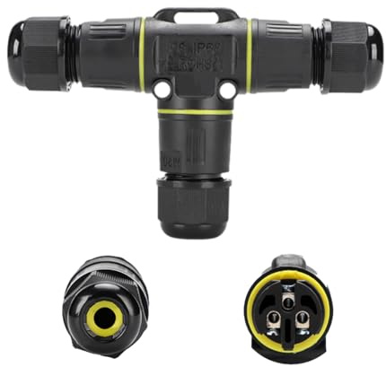 Connettore impermeabile IP68 a 3 fili,Compatibile Ø9-12mm,Scatola giunzione esterna per cavi elettrici,3 Vie Connettori cavi elettrici elettrico, T-Forma 3 Vie Esterno Impermeabile Cavo Connettore
