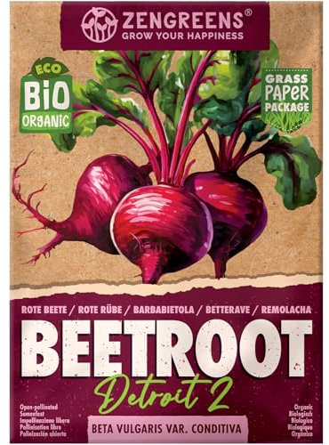 ZenGreens® Semi di barbabietola biologico - Semi di verdure per la coltivazione in giardino, sul balcone o in un'aiuola rialzata - Sementi di ortaggi - Detroit 2