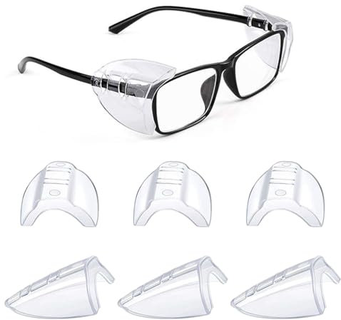 SYEYCW 4 Paires Protections Latérales Transparentes pour Lunettes, Flexibles à Enfiler, de Sécurité - Universelle pour Petite à Moyenne Taille