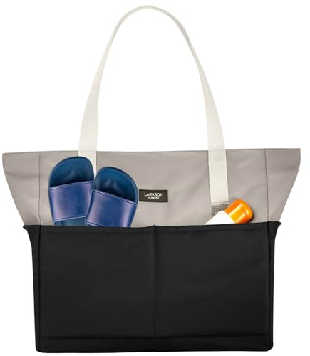 LARKSON Strandtasche Damen & Herren - Linn - Große Beach Bag für Strand, Schwimmbad, Pool - Tote Bag Badetasche XXL mit Reißverschluss - Leicht