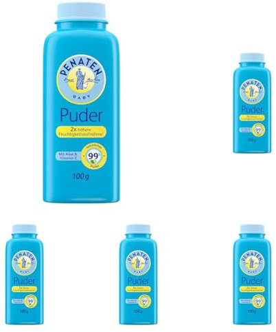 Penaten natürliches Baby Puder mit Aloe & VitaminE(1x 100g)- Schützt empfindliche Haut, nimmt Feuchtigkeit auf & hält die Haut trocken- Dermatologisch bestätigt-99% Inhaltsstoffe natürlichen Ursprungs