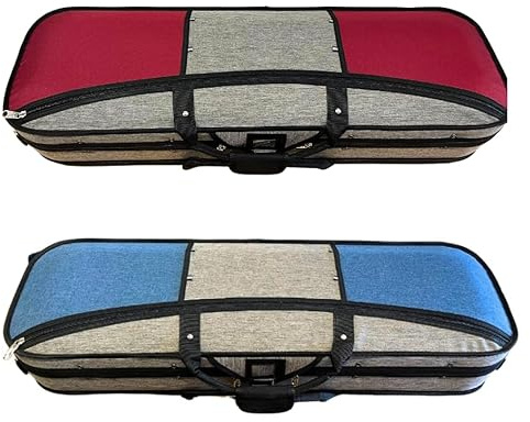mezzo-forte Geigenkasten Leonardo 4/4, holzverstärkt, 1,3 kg, grau/rot – leicht, stabil, Rucksackgurte