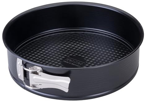 Zenker Springform mit Flachboden Perfect Black Ø 24 cm – Hochwertige Backform aus Stahlblech, Antihaftbeschichtung, Hitzebeständigkeit: +230 °C, Made in Germany