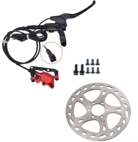 Eawfgtuw Juego de frenos de disco hidráulicos, sistema de pistón doble delantero y trasero, con palanca de freno, adecuado para bicicletas eléctricas/bicicletas de montaña eléctricas/scooters, freno