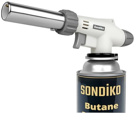 Sondiko Dual Flame Mode Butane Torch Lighter Head, Professional Grilling Tool with Adjustable Flame, Reverse Use for BBQ, Soldering, Charcoal&Campfire Torch Lighter(Fuel Not Included)