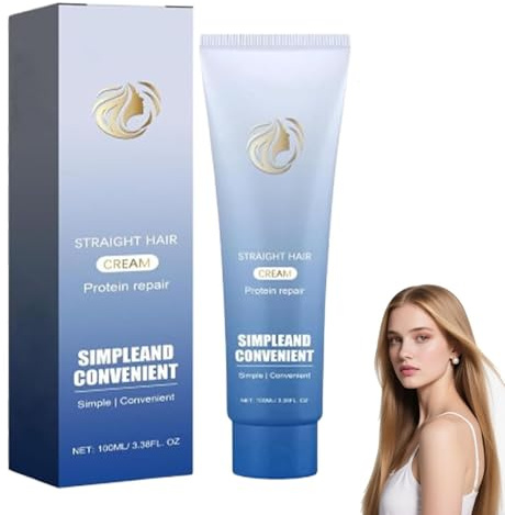 Crema alisadora capilar con corrección proteínica, cremas alisadoras capilares nutritivas y de acción rápida, diseño sedoso y brillante con bajo olor para cabellos encrespados y secos (1 pc)