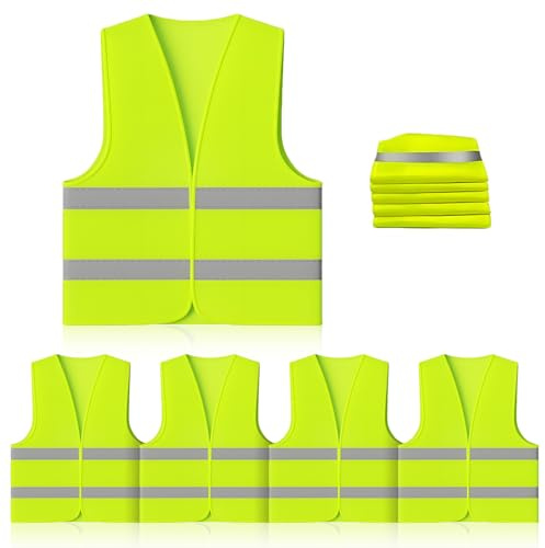 5 Piezas Chaleco Reflectante Homologado, Chaleco Reflectante Emergencia, Chalec de Seguridad, Auto Chalec Reflectant de Seguridad que Refleja Para Vial, Construcción, Ciclismo Nocturno, Verde
