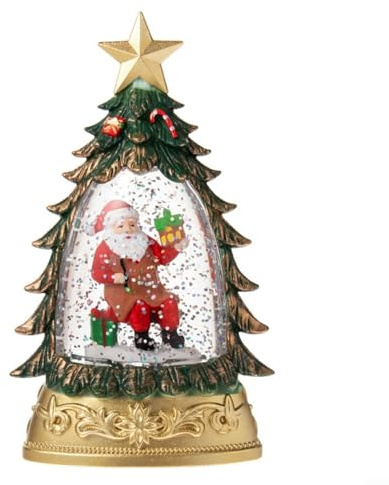 URPIZY Leuchtendes Schneekugel-Ornament Zur Dekoration Des Weihnachtsbaums, Aus Kunstharz Gefertigte Schneekugel, Die Die Feiertage Mit Einem Auffälligen, Festlichen Charme Verschönert(Small green)