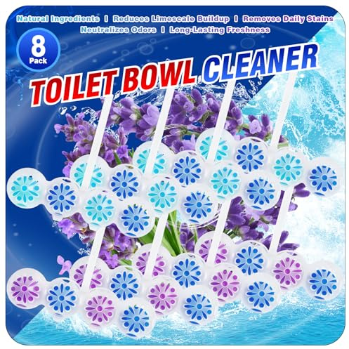 LASENTEUR Toilet Rim Block 8 Pack – Includes 4 Ocean Breeze, 4 Lavender Scented Hangs, Long‑Lasting Toilet Freshener, Deep Cleaning Foam, Easy Hang Toilet Cleaner for Family Bathrooms