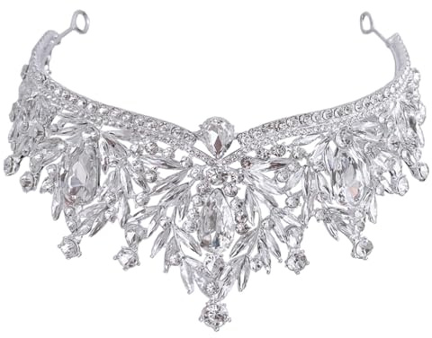 Tiara de Novia de Gemas de Imitación Plata para Boda | Aleación de Zinc, No se Deforma Rompe Fácilmente, Estilo Elegante para Mujeres y Niñas