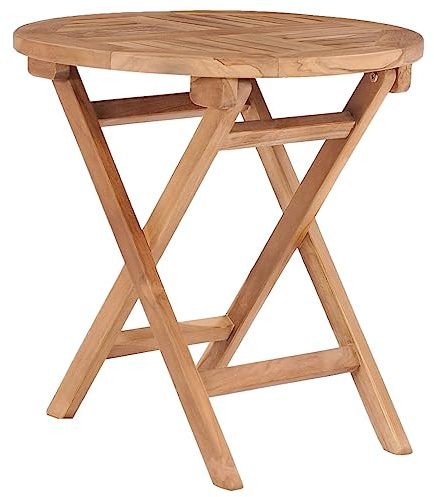 Owoxanthellate Mesa plegable de teca de 45 cm, resistente a la intemperie, para balcón, camping, mesa de café pequeña, madera maciza