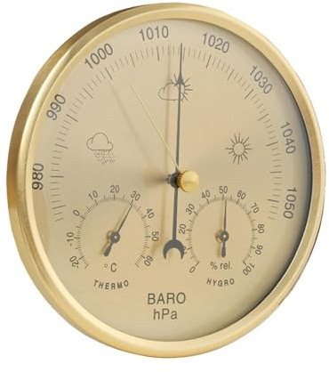 Wxqbjtam Dispositivo 3 in 1 con Igrometro: Visualizzazione Accurata Delle Condizioni Meteorologiche, Stazione Meteorologica, Termometro Da Parete, D'oro