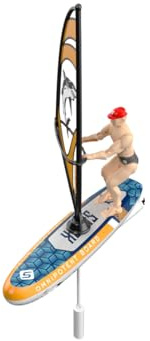 Funwetrike Mini barca radiocomandata, 2,4 GHz, barca da surf con luci LED, design anti-centro, lunga durata, impermeabile, per piscina, laghetto e lago