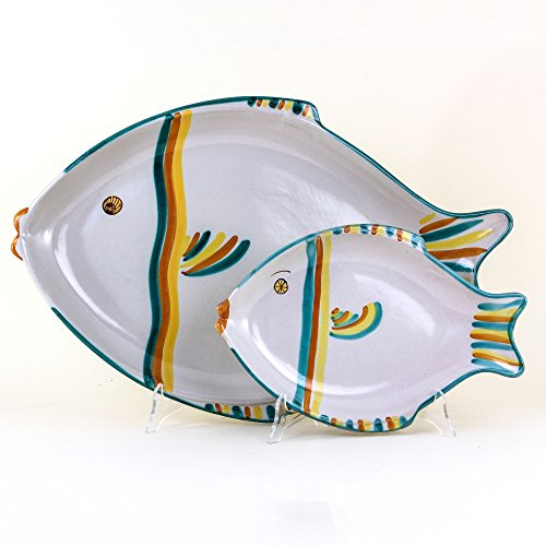 CEAR Céramique - Service de assiettes à poisson x 6 en céramique d'art Caltagirone décoré à la main
