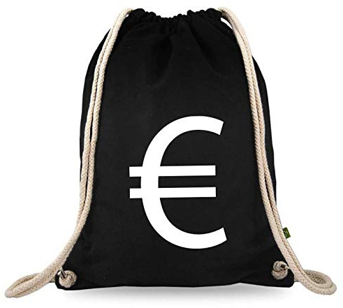 Turnbeutelliebe® Turnbeutel mit Spruch - Verschiedene Designs - Bedruckt - Baumwolle schwarz - Sportbeutel - Rucksack - ca. 12 Liter - 37 x 46 cm