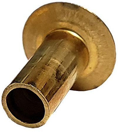 7-6 Brass SEMI-Tubular Rivet - 3/16 Diameter X 3/8 Length, .359 Head Diameter, .187 Hole Depth, Plain Finish (Pack of 100 Pieces)