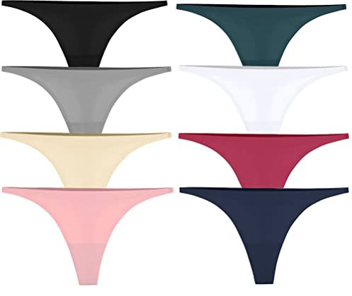 Ayshie Women's Seamless G-string Thong Panties Multi-Pack Low Rise No Show Invisible T-string Underwear (Small, Style1)