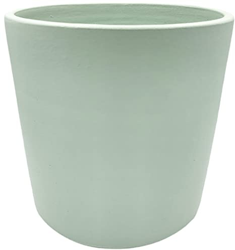 FRANCACOR Maceta Cilindro Recto MACETERO para Interior/Exterior Barro Decorado Pintado Recto - Forma Cilindro (25 CMS, Verde Iris)