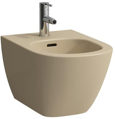 LAUFEN Lua Wandbidet, mit Überlauf, 1 Hahnloch, 360x520mm, Eckventile innenliegend, H8300810183021, Farbe: Bahamabeige