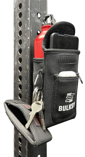 Bolsa Magnetica Gym - Mochila Inmantada Gimnasio - Funda Botella Porta Accesorios Gimnasio - Bolsillo Porta Móvil Gym y AirPods - Mosquetón para Llaves - Apto para Botella Agua 1 Litro & 1,5 litros