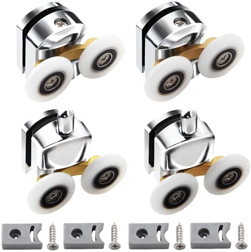 Lot de 4 roulettes pour porte de douche, porte coulissante, paroi de douche en verre, 23 mm