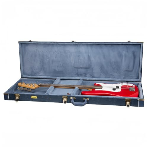 Crossrock Relief Series-Holzkoffer für E-Gitarren, Fender Telecaster & Stratocaster, mit stark strukturierter Oberfläche, Kunstfell in Nerzoptik, Edelstahlverschlüssen – Rauchblau (CRW630ESB)