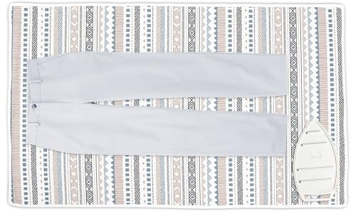 Encasa XO Tapis de Repassage 120x70 cm avec Rembourrage de 3mm & Repose-Fer Silicone pour Le Repassage à la Vapeur sur la Table ou Le lit-Couverture résistante à la Chaleur- Aztèque