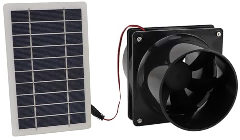 KIMISS Ventilateur d'extraction solaire, 10 W 12 V pour tuyau rond ABS installation rapide et facile Tube de ventilateur 12 volts aération de garage solaire extracteur d'air panneau solaire