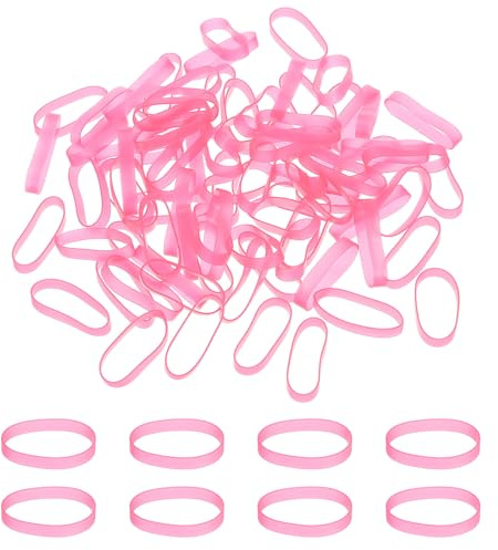 PATIKIL Silicone Rubber Bands Cable Ties 1.4, 80 Pcs Flat Rubber Elastic Band for Office Supplies Home Cord Wrapping, Pink