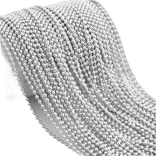 L6NqIAG 10/20/50/100pcs 1.5/2/2.4/3/3.2mm Silver Color Stainless Steel Bead Ball Chain Necklace DIY Jewelry Findings Ball Bead Chain(76cm/30inch,3.2mm width 100pcs)