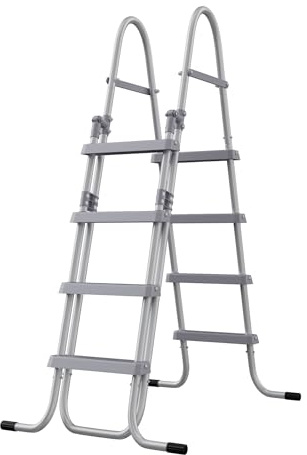PEILU Järnrullstege med ledstång, halkfri pedal och gummifötter, 4 nivåer, pooltoppar, simbassänger, trappor, belastning 150 kg, vikbara metallpooltrappor för uppställningspool, båtar (160 cm hög)