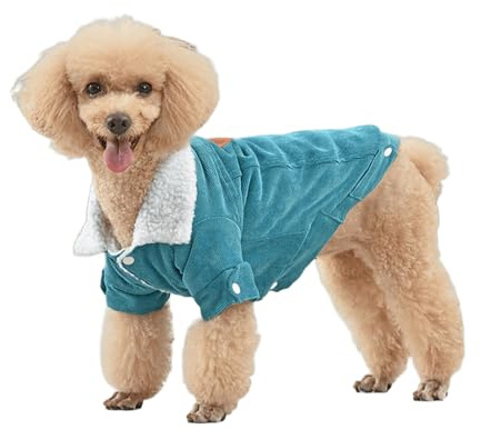 UOSIA Abrigos de Pana para Perros para el Invierno Bonita Chaqueta cálida para Cachorros con Forro Polar y Cuello con Solapa Abotonada Ropa para Mascotas para Clima frío