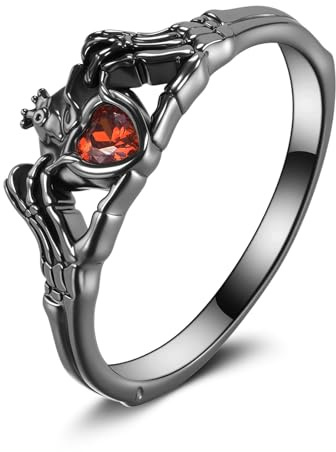 DAYLINLOVE Anillos de calavera Claddagh de plata de ley 925 con diseño de calavera, mano, corazón, gótico, joyería de regalo para mujer