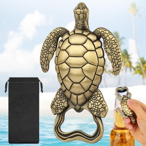LULLEA Schildkröte Bier Flaschenöffner, Schildkröte Geschenk, Turtles Reise Geschenk für Männer Frauen Schildkrötenfan Reisende und Abenteurer, Bronze