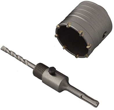 65mm SDS-PLUS Bohrkrone für Beton & Fliesen | Dosenbohrer inkl. Aufnahme | Lochbohrer | Betonbohrer | Bohrer inkl. Zentrierbohrer