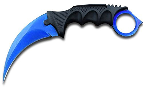 Premium Karambit Messer in deinem Lieblingsmuster - Echt scharfe Klinge aus Edelstahl - Hochwertiger Griff aus Kunststoff - Dein Knife bekannt aus CS:GO! (Blue Steel)