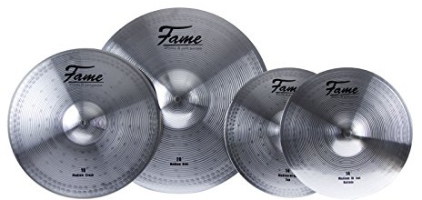 Fame Cymbal Set Reflex, 3-teiliges Einsteiger Becken Set, Speziallegierung, 20 Zoll Ride, 16 Zoll Crash, 14 Zoll HiHat, Medium Stärke, Robuste Konstruktion, Obertonreicher Klang, Silver Brilliant