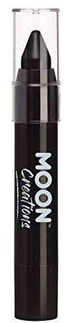 Moon Creations Ansiktsfärgningspinne Body Crayons | Svart | 3,2 g | Svettsäker och vattentålig ansiktsfärg | Fri från grymhet, tillverkad i Storbritannien | För barn, vuxna, maskeradklänning