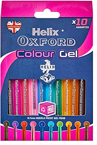 Helix Oxford Colour Gel Pens x10 Pens with Plastic Free Packaging