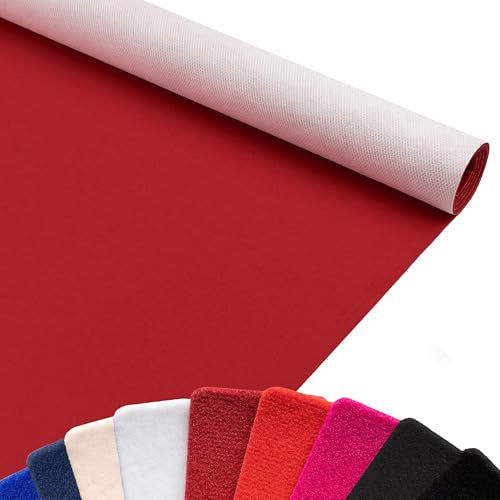 Primaflor Event- und Messeteppich Salsa | 100x300 cm | Dunkelrot | 5 mm | Messeteppich Meterware mit Gummirücken | Vlies Teppich | Nadelvlies Bodenbelag für Messe, Event und Publikumsverkehr