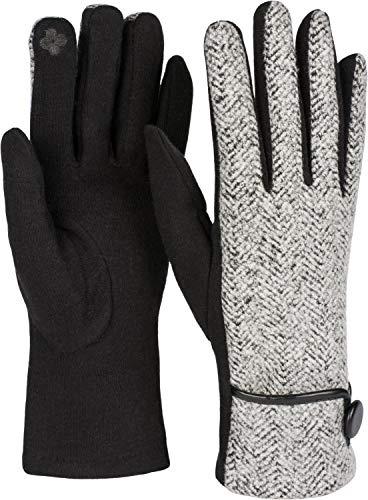styleBREAKER Guantes para damas con pantalla táctil con diseño de espiga y forro polar, guantes de abrigo, invierno 09010036, color:Negro