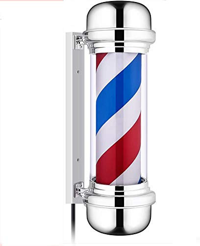 Salon Poste de peluquería Tradicional Rojo Blanco Azul Iluminado Rayas giratorias con Bombilla LED 70 cm Impermeable Ahorre energía Lámpara de Pared para Equipo