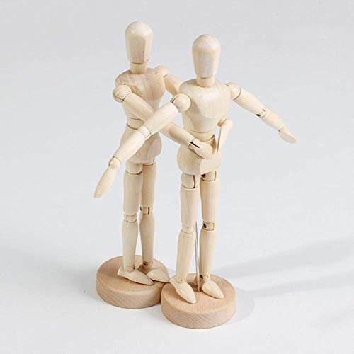 ZHONGJIUYUAN 2 Stück 14,9 cm große männliche Holzpuppe mit Blockkopf und flexiblem Körper