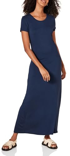 Amazon Essentials Vestido largo de manga corta para mujer, azul marino, talla XXL